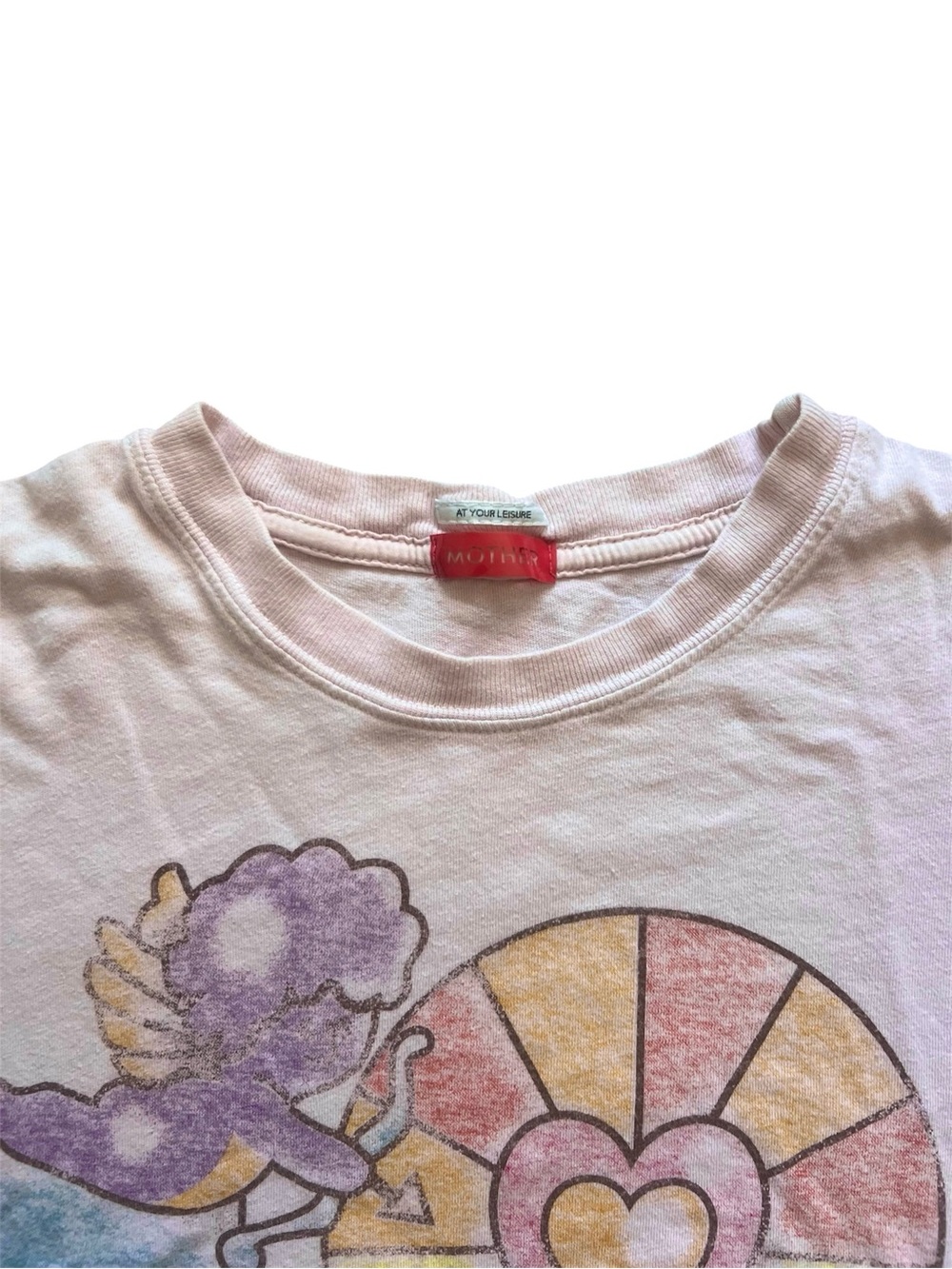 MOTHER Grab The Bag Crop Tee Cupid Love Pink Graphic | Medium - Picture 3 of 5